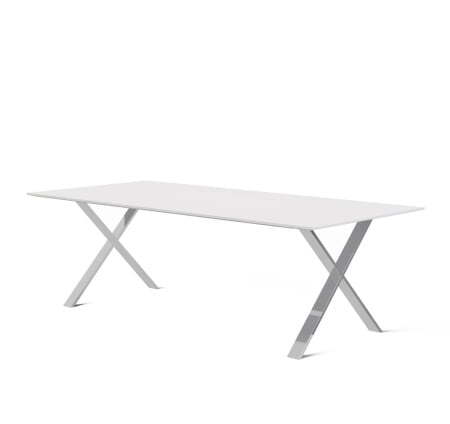 Стол для переговоров 2400х1100х750 (Белый/Хром металл)