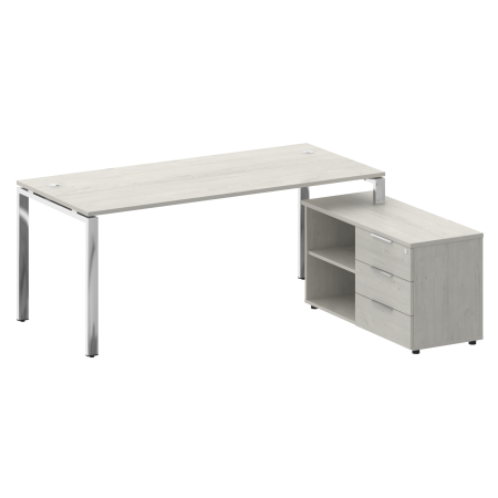 Стол для руководителя с тумбой правый БГ.СРТ-5.8 (R) 1900x1620x750 (Дуб Наварра/Нерж. Сталь)