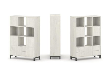 Набор стеллажа 2-х сторонний, 4 яруса SN.NSD-431 (1121х400х1615) (Дуб Наварра/Металл Антрацит)