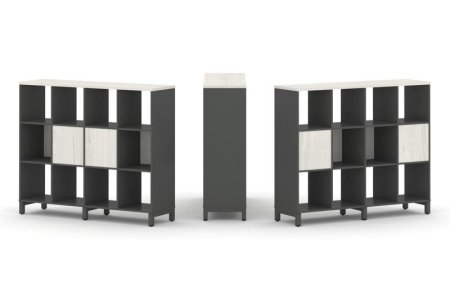 Набор стеллажа 2-х сторонний, 3 яруса SN.NSD-341 (1488х400х1248) (Антрацит/Дуб Наварра/Металл Антрацит)