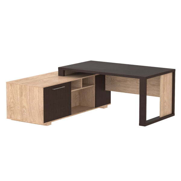 Стол руководителя на опорной тумбе, левый Alto ACT 1918 L 1900x1800x750 (Венге Магия/Дуб Девон)