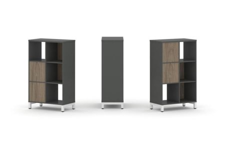 Набор стеллажа 2-х сторонний, 3 яруса SN.NSD-321 (754х400х1248) (Антрацит/Вяз Благородный/Металл Белый)
