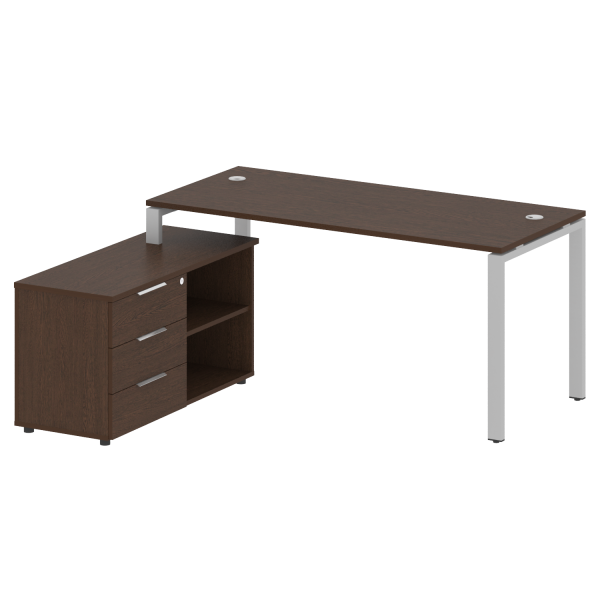 Рабочая станция с опорной тумбой левая Metal System Style БП.РС-СТС-2.4 Л 1700x1520x750 (Венге Цаво/Серый металл)