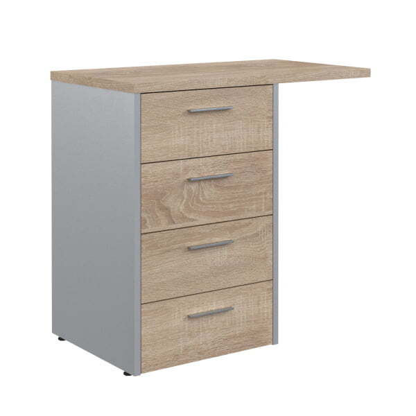 Тумба приставная Offix-new OLC 4D.2 800x450x750 (Дуб Сонома светлый/металлик)