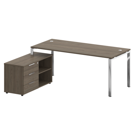 Стол для руководителя с тумбой левый БГ.СРТ-5.8 (L) 1900x1620x750 (Вяз Благородный/Нерж. Сталь)