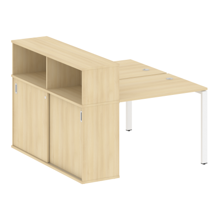 Рабочая станция с опорным шкафом-купе Metal System Style БП.РС-СШК-2.1 1410x1475x1098 (Акация/Белый металл)