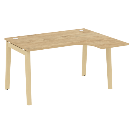 Стол эргономичный правый на деревянных опорах Onix Wood OW.SA-3R 1380x1180x750 (Тиквуд Светлый/Дуб Светлый)