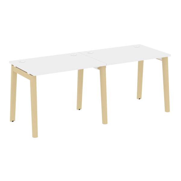 Рабочая станция на деревянных опорах Onix Wood OW.RS-2.1.7 1960x720x750 (Белый Бриллиант/Дуб Светлый)