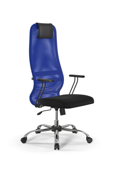 Кресло для руководителя Метта Sit 8 B1-8T - X1+UMF(X1) /Uh00/Wh00/T1bp-b(M09.B21.G20.W01) (Синий | Черный)