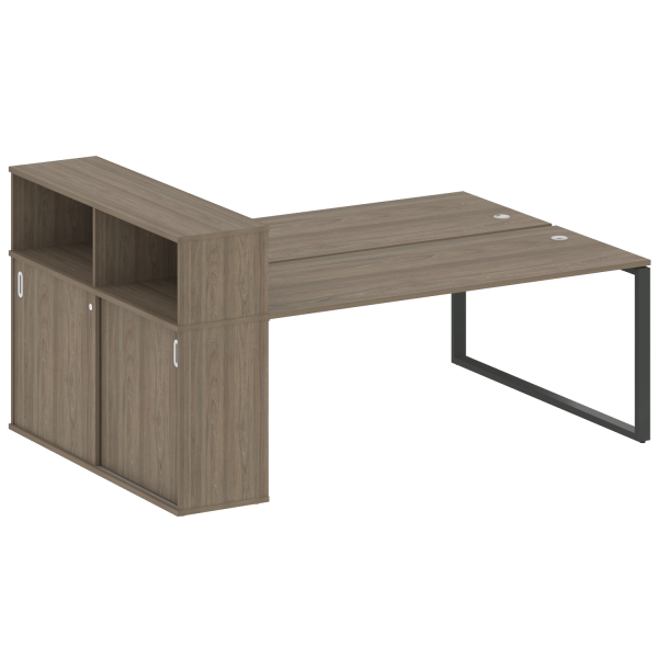 Рабочая станция с шкафом-купе на О-образном м/к Metal System Style БО.РС-СШК-2.5 Т 2210x1475x1098 (Вяз/Антрацит металл)