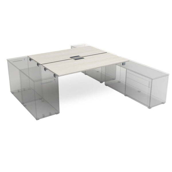 СБДТ.989 Стол системы БЕНЧ на 2 рабочих места, крепление к тумбам (1400x1635x750) (IvoryСерый)