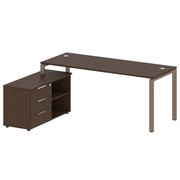 Рабочая станция с опорной тумбой левая Metal System Style БП.РС-СТС-2.5 Л 1900x1520x750 (Венге Цаво/Мокко металл)