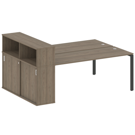 Рабочая станция с опорным шкафом-купе Metal System Style БП.РС-СШК-2.5 2210x1475x1098 (Вяз/Антрацит металл)