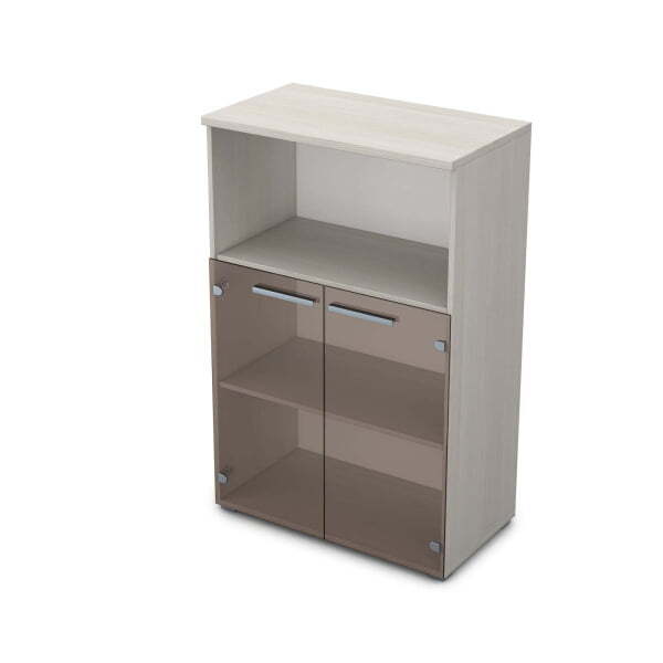 9Ш.017.4 Шкаф средний со стеклом и нишей (800x450x1245) (Ivory)