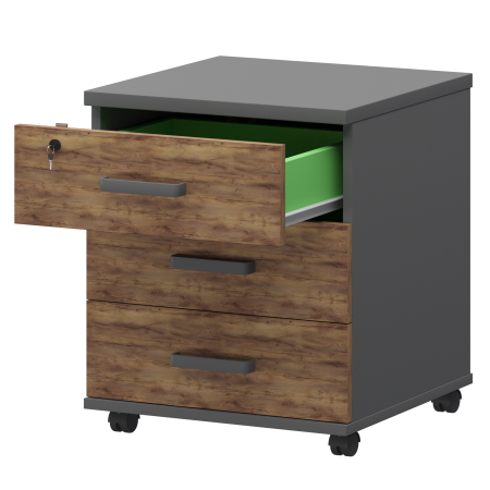 Тумба подкатная Смарт СМТ-3П Тип1 434x450x620 (Графит/Таксония)