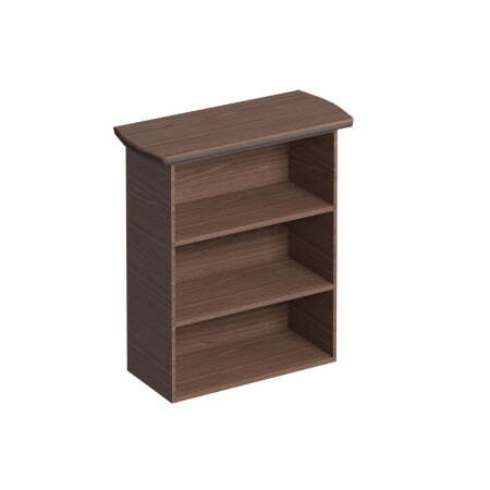 Шкаф открытый топ, 2 полки и боковины в дереве, кромка топа в коже ISixty A120GG/90 1100x480x1260 (Кожа коричневая)