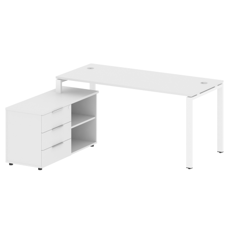 Рабочая станция с опорной тумбой левая Metal System Style БП.РС-СТС-2.4 Л 1700x1520x750 (Белый/Белый металл)