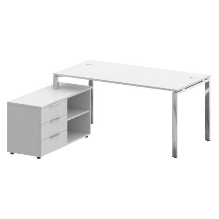 Стол для руководителя с тумбой левый БГ.СРТ-4.8 (L) 1700x1620x750 (Белый/Нерж. Сталь)