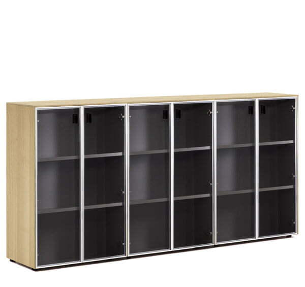 EXE Шкаф-ветрина на 6 дверей H120 (Дуб Светлый/Черный)