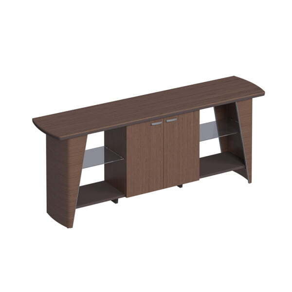 Греденция топ и двери в дереве, полки стекло ISixty LB260 2600x600x1020 (Кожа коричневая)