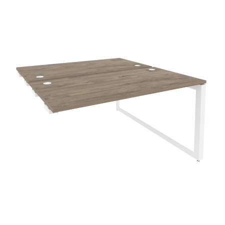 Стол-приставка двойной на О-образном м/к к опорным элем. Onix O.MO-D.SPR-3.7 1380x1475x750 (Тиквуд Темный/Белый Металл)