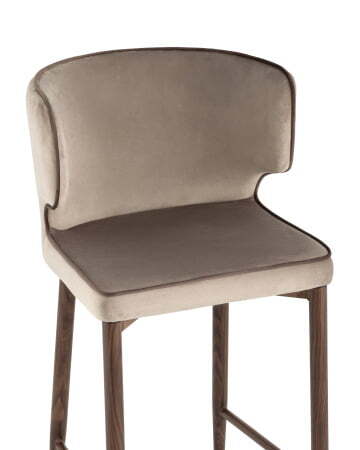 Стул полубарный Матео с кантом велюр шампань ножки дерево (Стул полубарный Матео шампань)