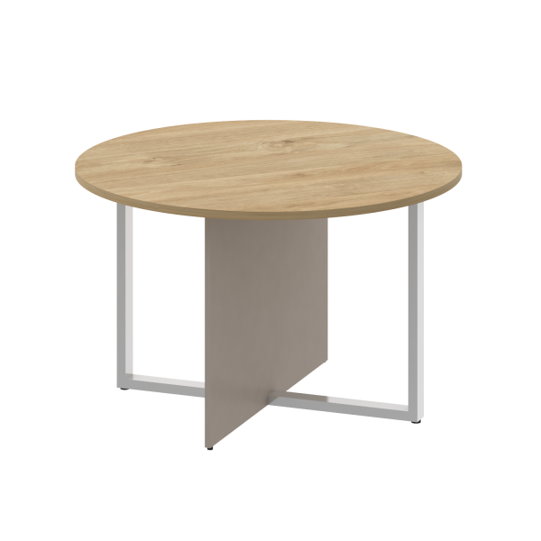 Стол переговорный, круглый Shift SK.SP-KR-120 (1200x1200x753) (Тиквуд Светлый-Капучино | Хром)
