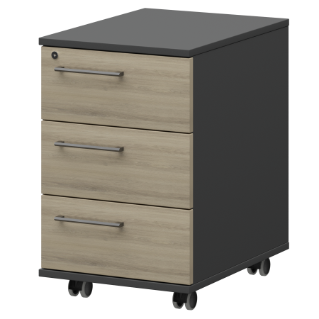 Тумба мобильная/подвесная правая Кортез KZT-61R 416x568x648 (Кронберг/Графит)