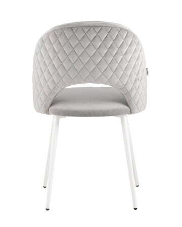 Стул Меган велюр с ромбами светло-серый белые ножки (Стул Меган светло-серый)