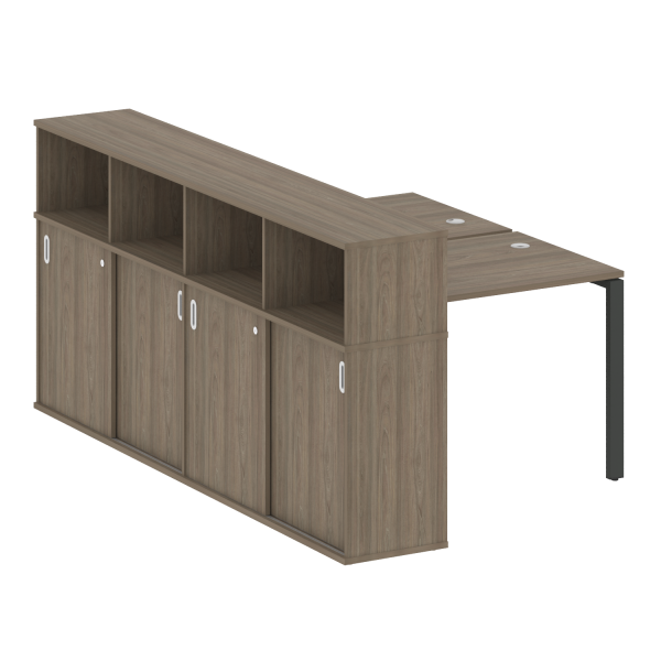 Рабочая станция с опорным шкафом-купе Metal System Style БП.РС-СШК-4.1 1410x2332x1098 (Вяз/Антрацит металл)
