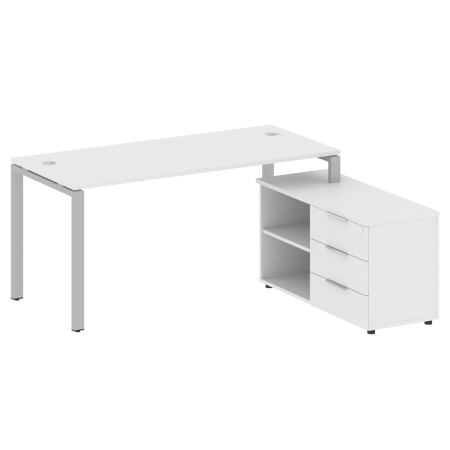 Рабочая станция с опорной тумбой правая Metal System Style БП.РС-СТС-2.4 Пр 1700x1520x750 (Белый/Серый металл)