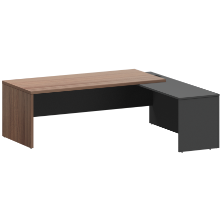 Стол руководителя правый Кортез KZP-22R 2200x2000x750 (Темный шимо/Графит)