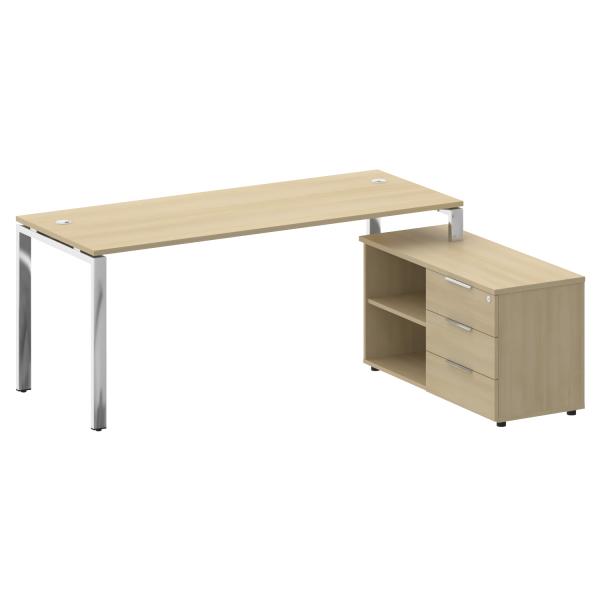 Стол для руководителя с тумбой правый БГ.СРТ-5.7 (R) 1900x1520x750 (Акация Лорка/Нерж. Сталь)