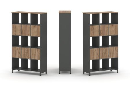 Набор стеллажа 2-х сторонний, 5 ярусов SN.NSD-531 (1121х400х1982) (Антрацит/Дуб Табак/Металл Антрацит)