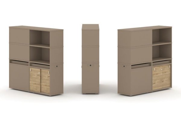 Тумба двойная + высокая надставка ES.NB.2V-20 (1500х410х1520) (Латте/Тиквуд Светлый)