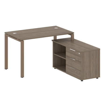 Рабочая станция с опорной тумбой правая Metal System Style БП.РС-СТС-2.2 Пр 1300x1520x750 (Вяз/Мокко металл)