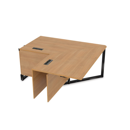 16СУС.196 Стол угловой бенч, средний модуль  (1600/900x1600/900x750) (Romano | Черный Глянец)