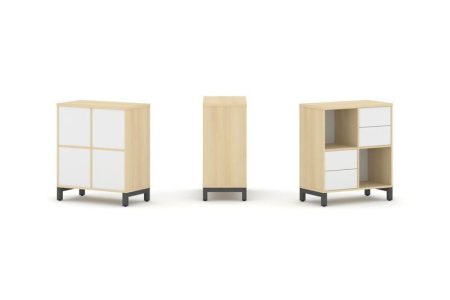 Набор стеллажа 1 сторонний, 2 яруса SN.NS-221 (754х400х881) (Акация Лорка/Белый/Металл Антрацит)