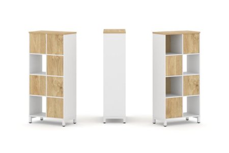 Набор стеллажа 1 сторонний, 4 яруса SN.NS-421 (754х400х1615) (Белый/Тиквуд Светлый/Металл Белый)