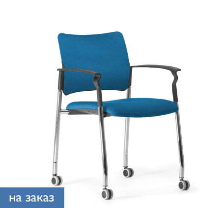 PINKO Кресло обитое на колёсах (Черный/Голубой)