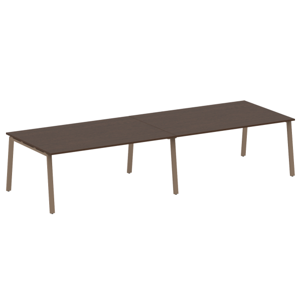Стол для переговоров (2 столешницы) на А-образном м/к Metal System Style БА.ПРГ-2.5 3600x1235x750 (Венге Цаво/Мокко металл)