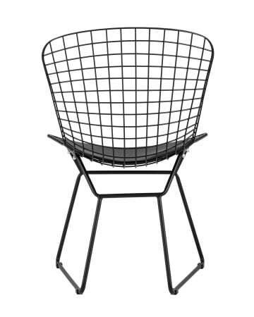 Стул обеденный Bertoia черный с черной подушкой (Стул кухонный Bertoia черный)