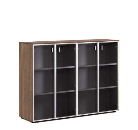 EXE Шкаф-ветрина на 4 двери H120 (Орех/Хром)