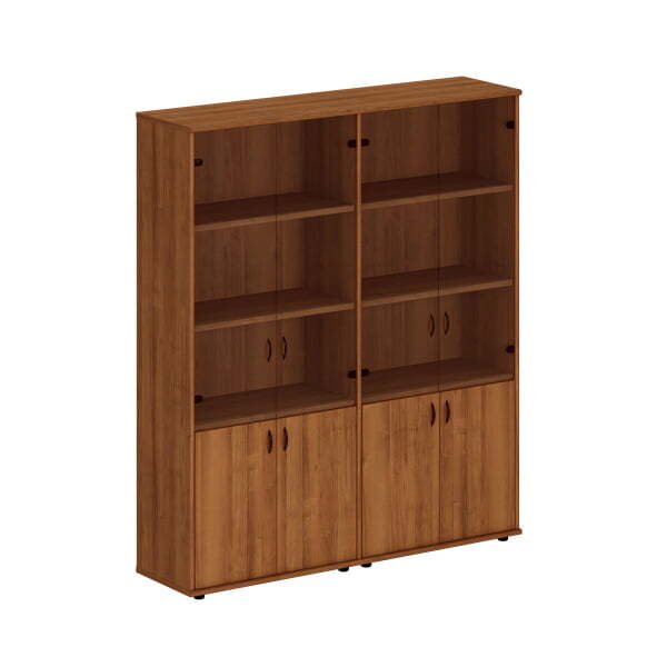 Шкаф комбинированный высокий (стекло + стекло) Престиж Исп.53 1750x460x2030 (Темный орех)