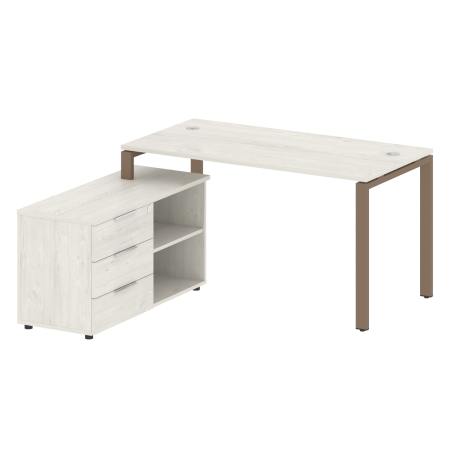 Рабочая станция с опорной тумбой левая Metal System Style БП.РС-СТС-2.3 Л 1500x1520x750 (Дуб Наварра/Мокко металл)