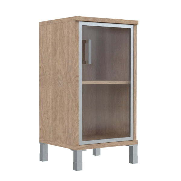 Шкаф 2 уровня, узкий , стекло в AL раме, левая Born B-411.4 L 475x450x920 (Дуб Девон)