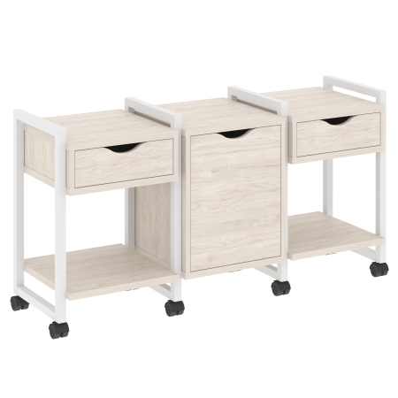 Тумба на колесных опорах наборная VR.L-TN-6.K 1440x460x767 (Денвер Светлый/Белый металл)