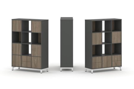 Набор стеллажа 2-х сторонний, 4 яруса SN.NSD-431 (1121х400х1615) (Антрацит/Вяз Благородный/Металл Белый)