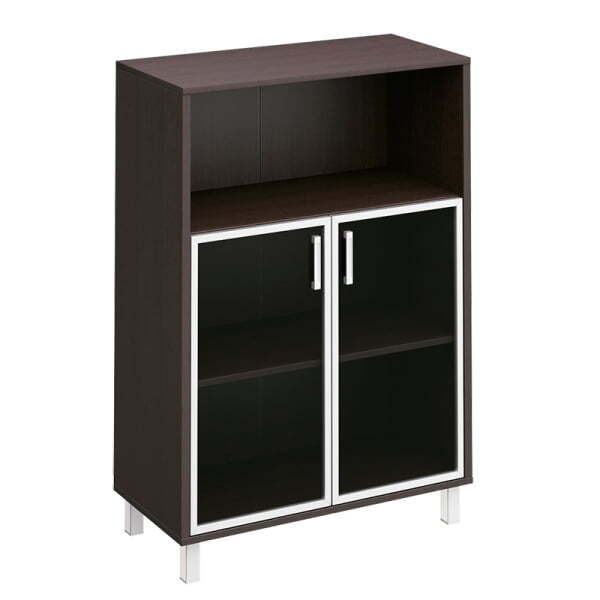 Шкаф для документов, двери стеклянные в алюминиевой раме + ниша Борн B 420-823 900x450x1310 (Венге)
