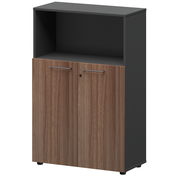 Шкаф средний с нишей Кортез СМШ38.28F 792x380x1190 (Темный шимо/Графит)